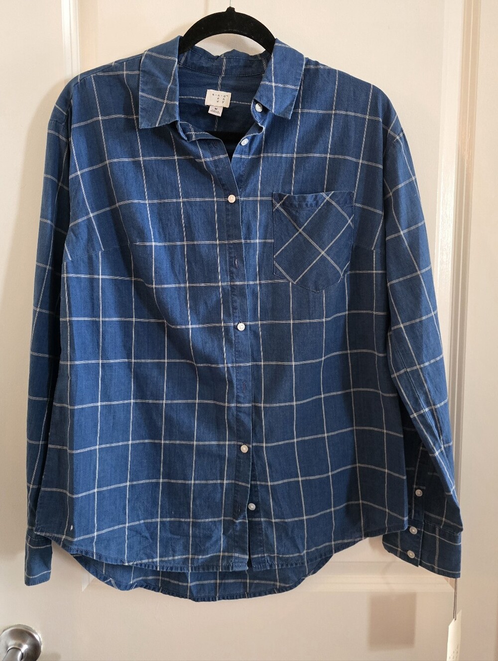A New Day Blue Windowpane Button-up Shirt Size M